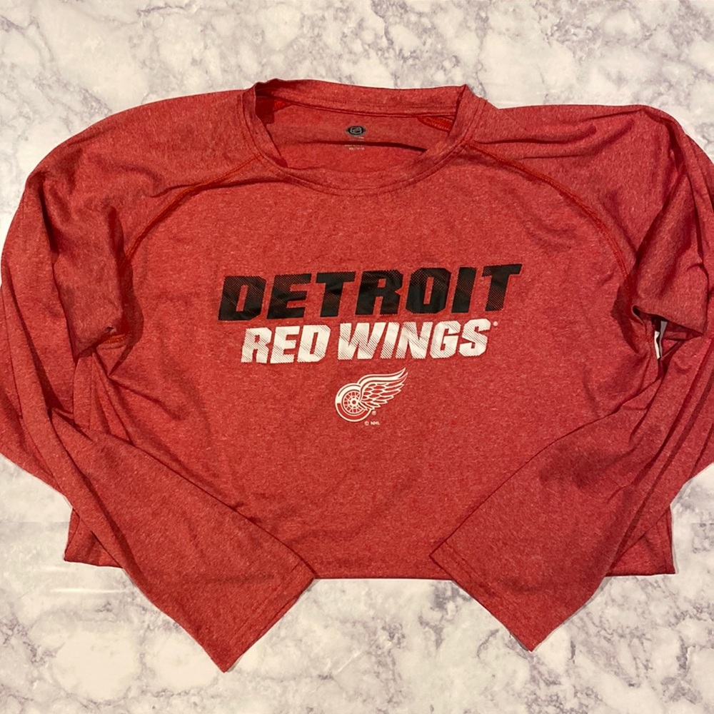 Red wings long sleeve athletic shirt